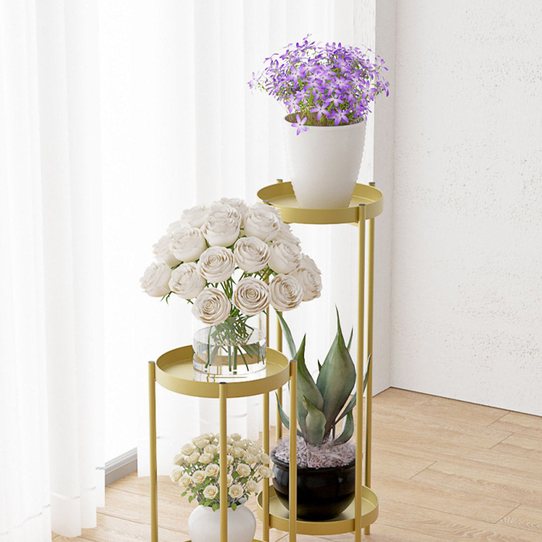 50CM Gold Tiered Plant Pots Holders Rack Garden Shelf