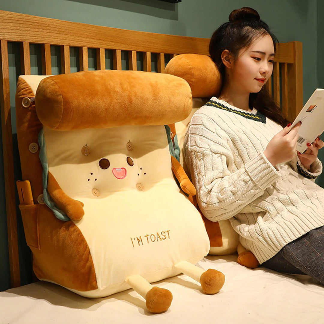 Cute Face Toast Bread Wedge Cushion Small