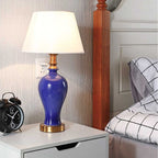 Ceramic Oval Table Lamp Dark Blue