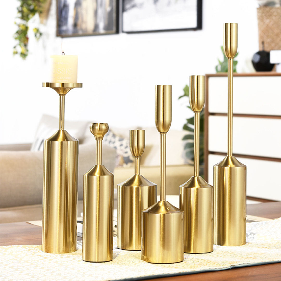 6pcs Gold Iron Candle Holder