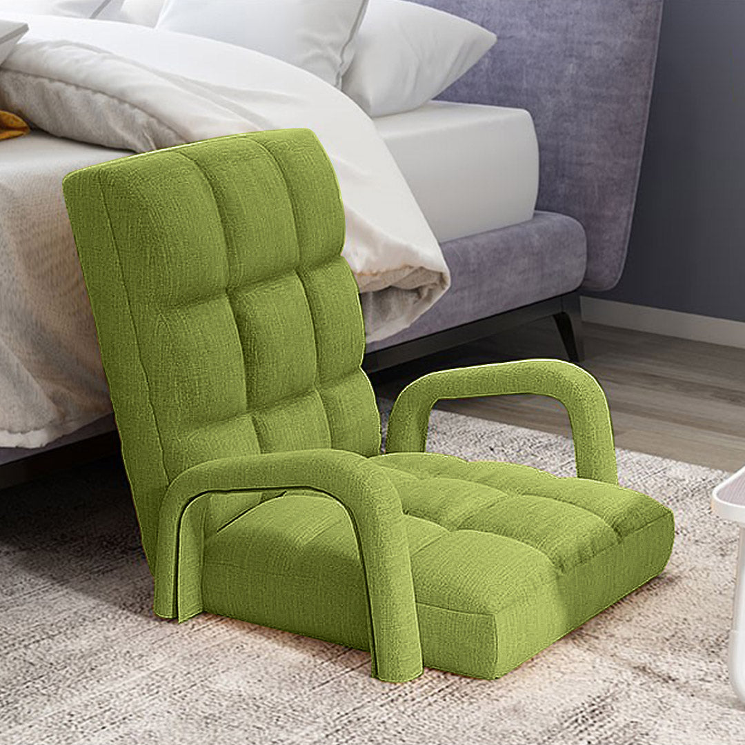 Floor Recliner Lazy Chair with Armrest Yellow Green