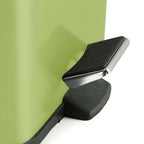 Foot Pedal Stainless Steel Trash Bin Square 12L Green