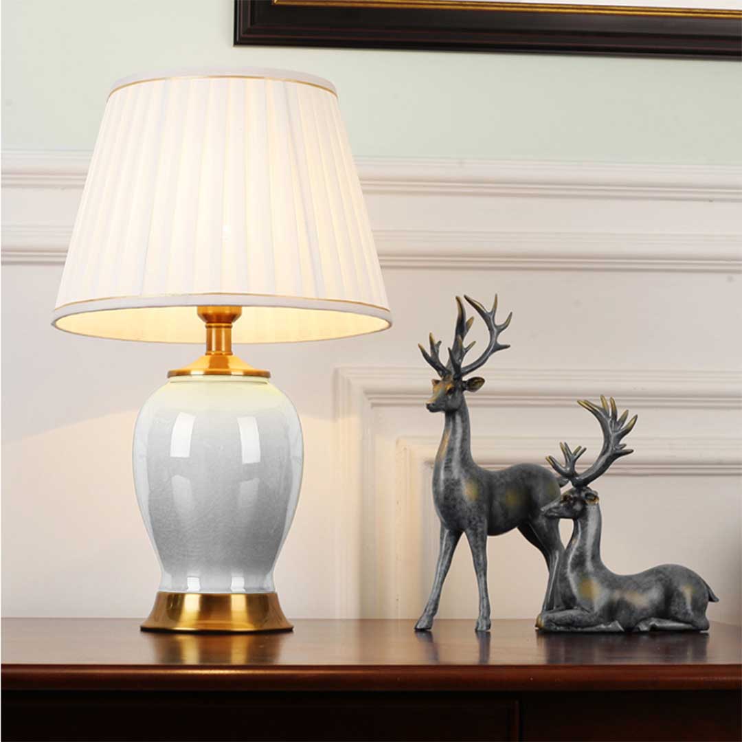 Ceramic Oval Table Lamp White