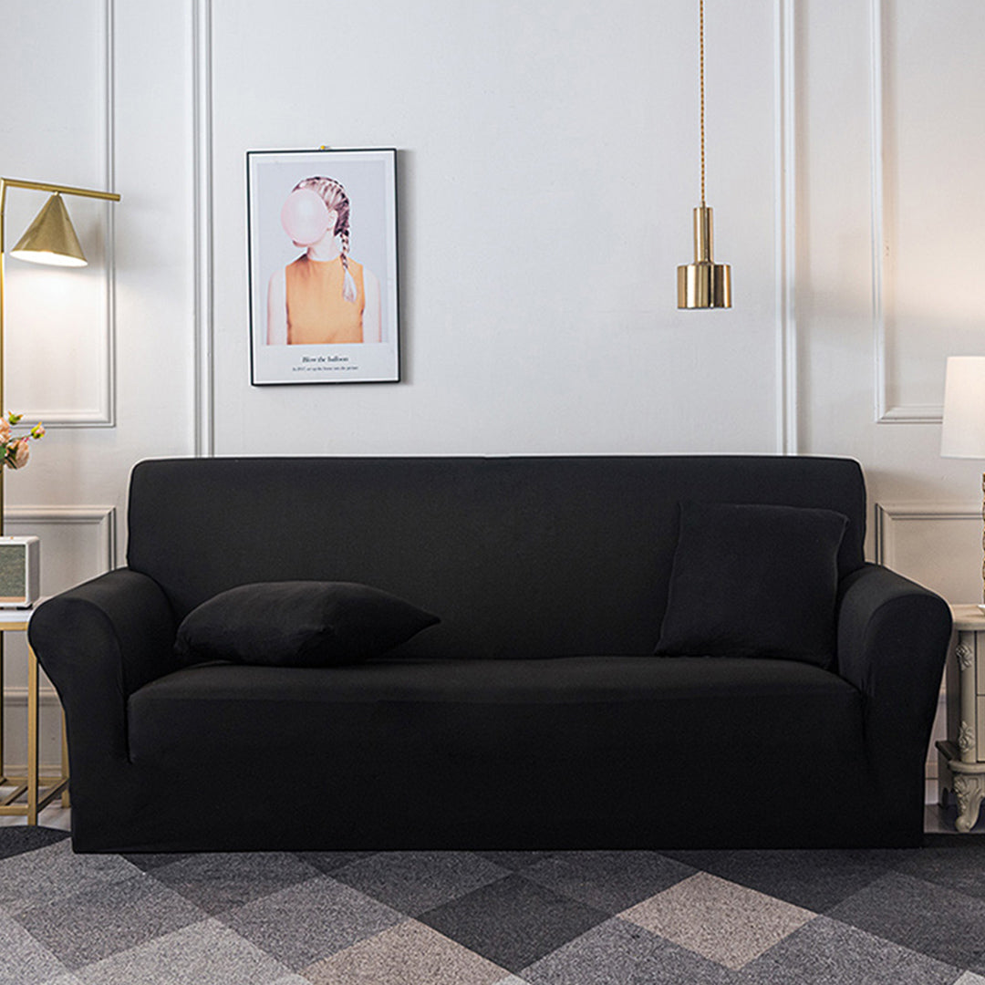 High Stretch 3-Seater Black Sofa Slipcover