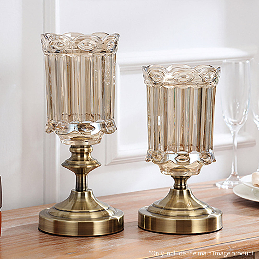 25cm Transparent Glass Vase with Metal Base