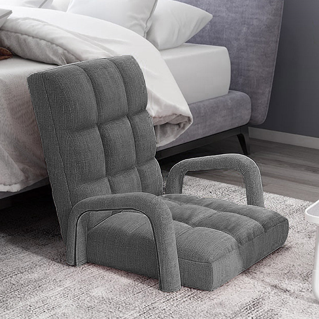 Floor Recliner Lazy Chair with Armrest Grey