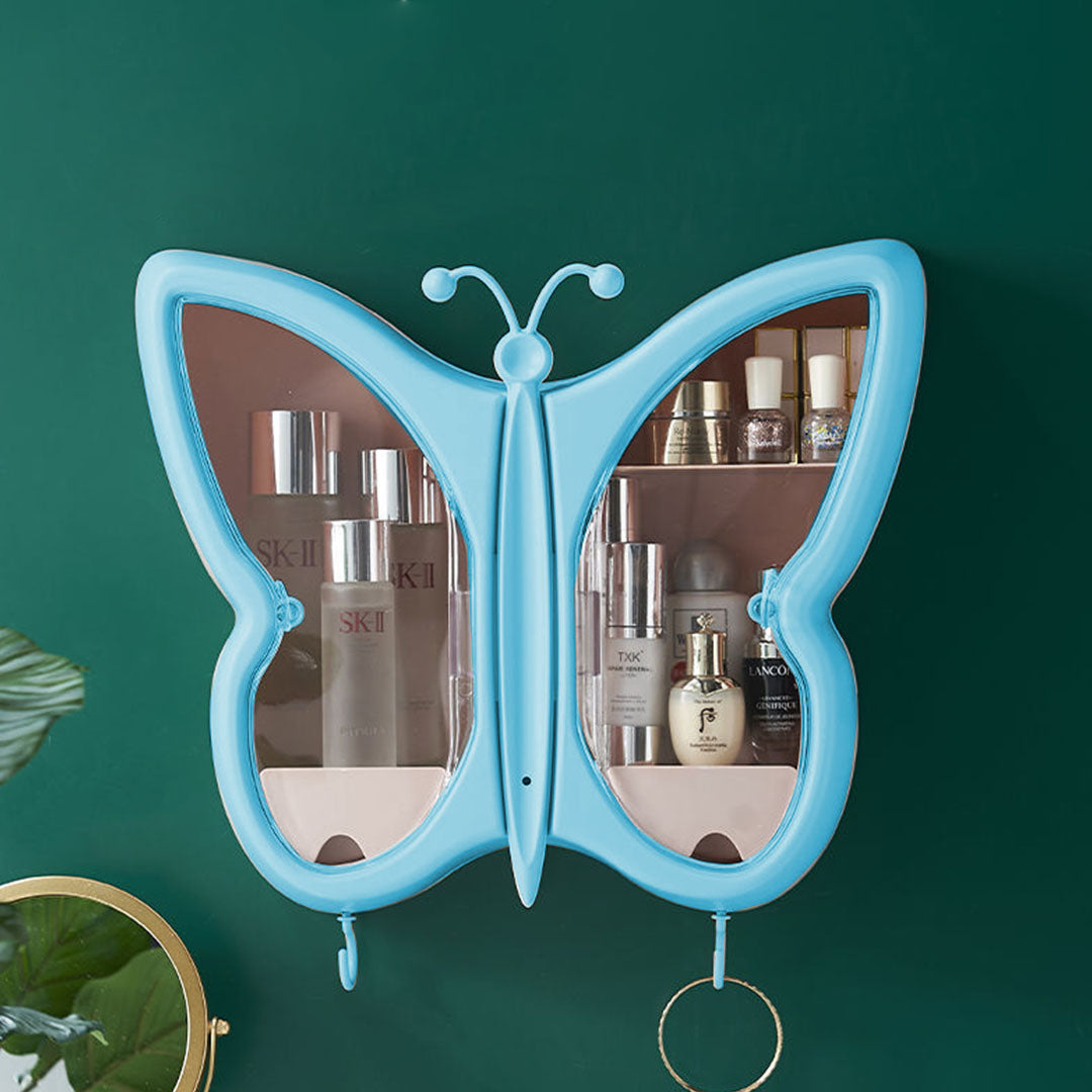 Blue Butterfly Shape Wall-Mounted Makeup Organiser