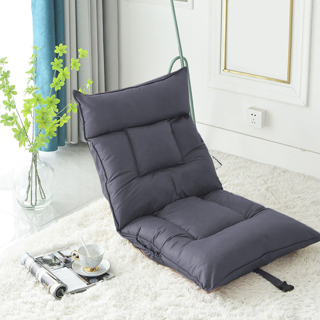 Air Leather Floor Recliner Lazy Chair Black