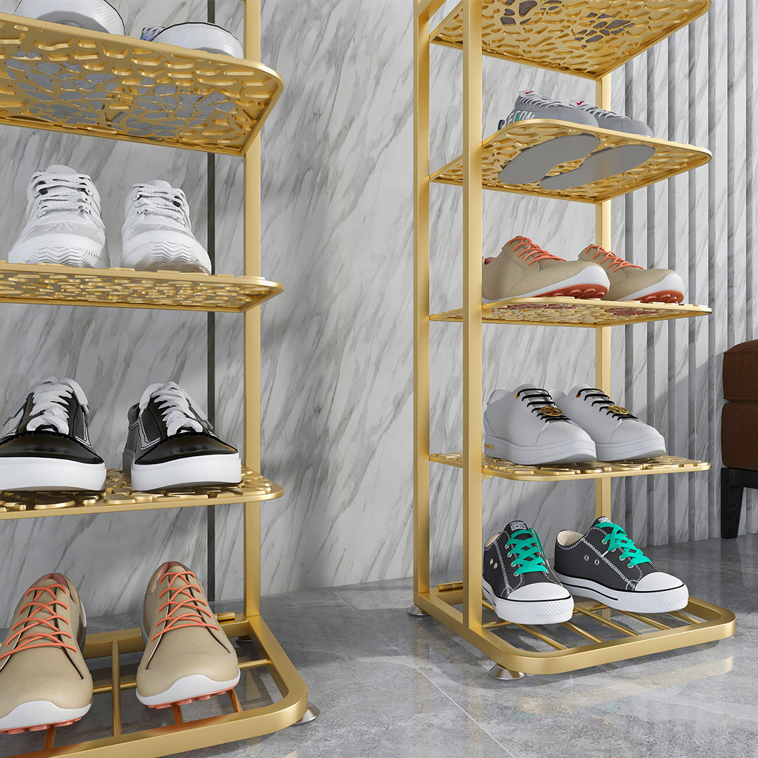 6 Tier Gold Plated Metal Shoe Rack Organiser