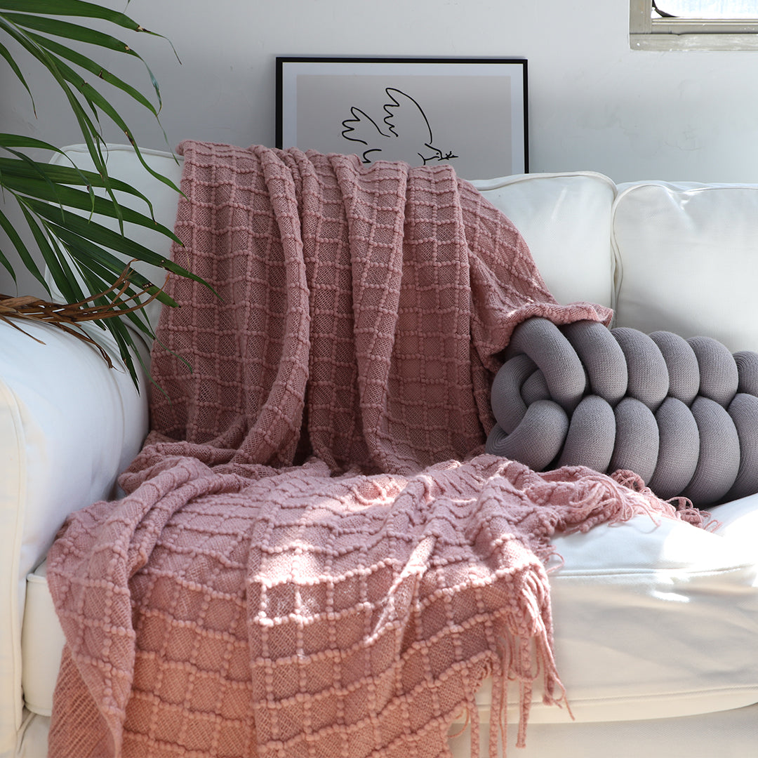 Pink Diamond Pattern Throw Blanket
