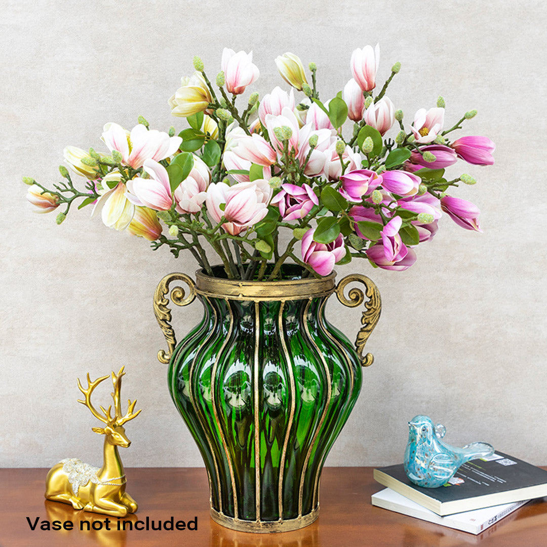 6 Bunch Artificial Magnolia denudata 4 Heads Purple