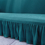 Blue Colored 1- Seater Sofa Cover with Ruffled Skirt
