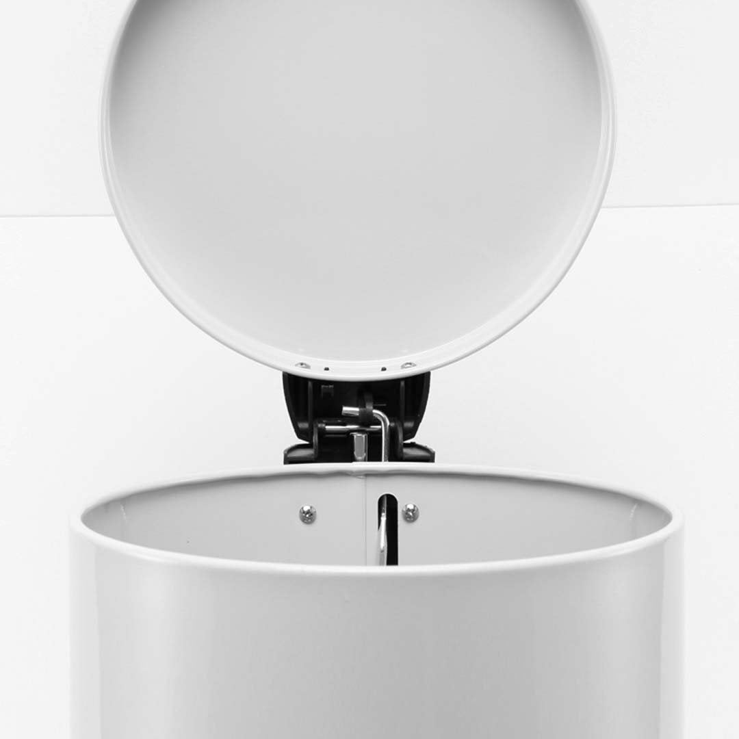 Foot Pedal Stainless Steel Trash Bin Round 7L White