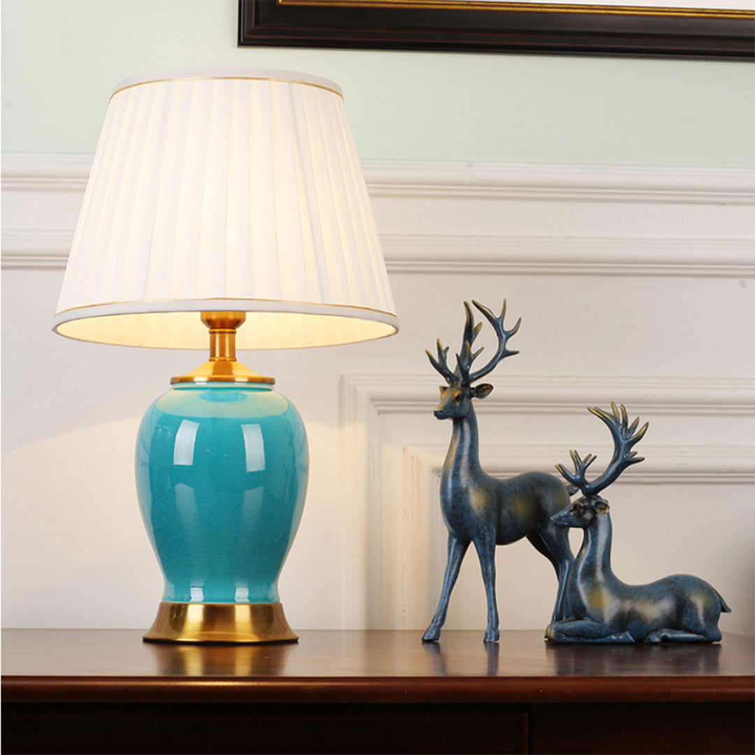 Ceramic Oval Table Lamp Blue