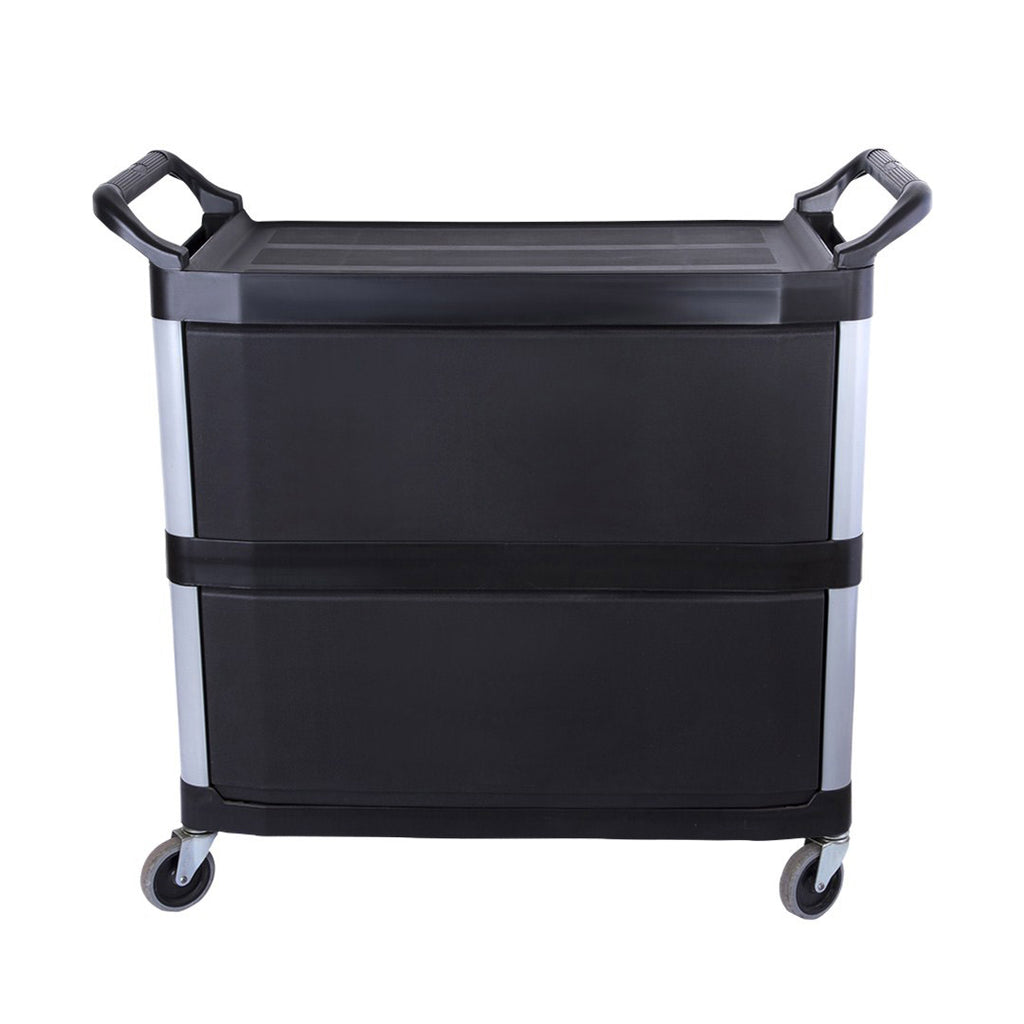 3 Tier Covered Utility Cart Black