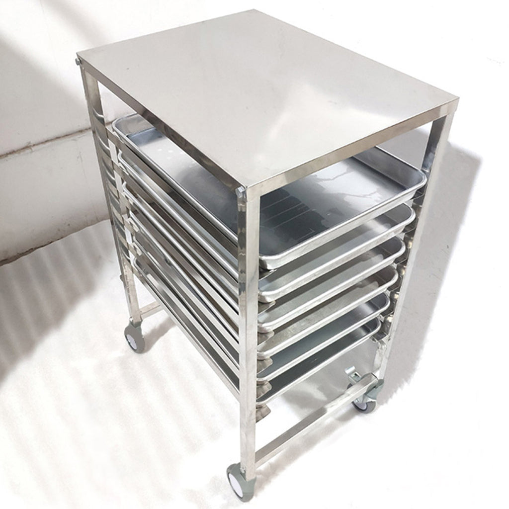 Gastronorm 7 Tier Stainless Steel Trolley Suits 60*40cm Tray with Working Surface