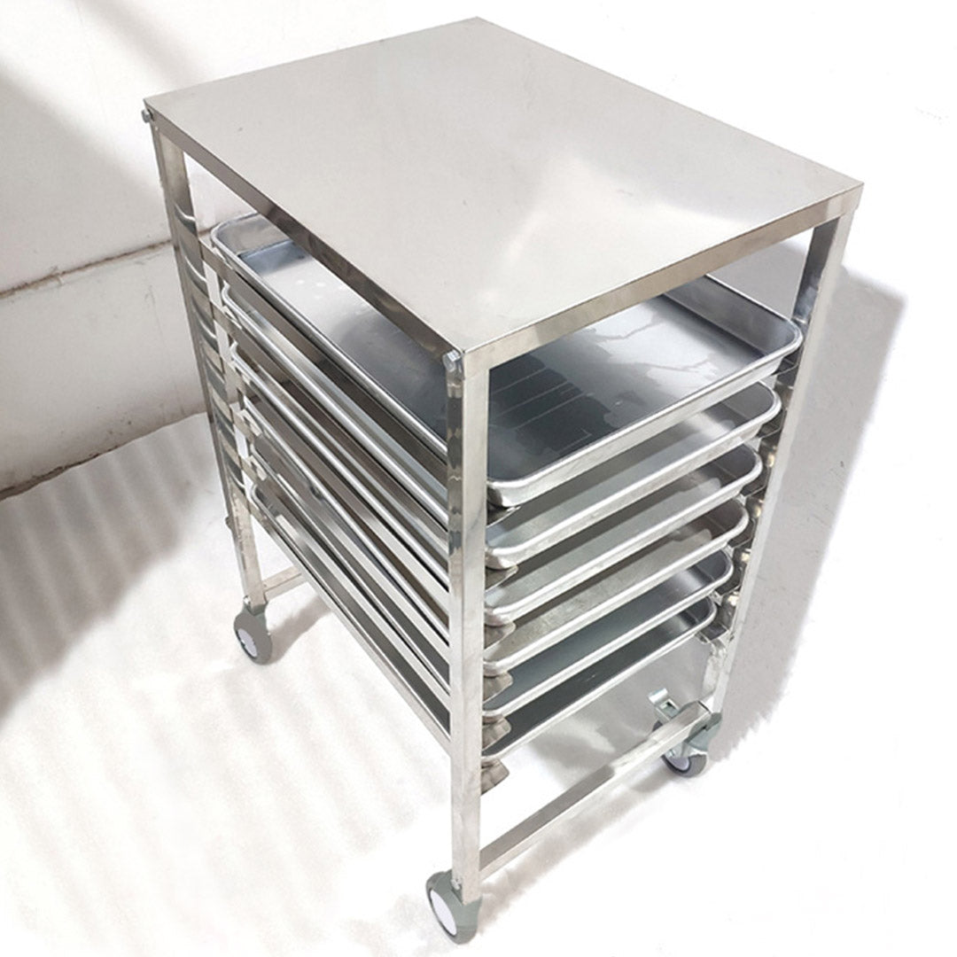 Gastronorm 7 Tier Stainless Steel Trolley Suits 60*40cm Tray with Working Surface