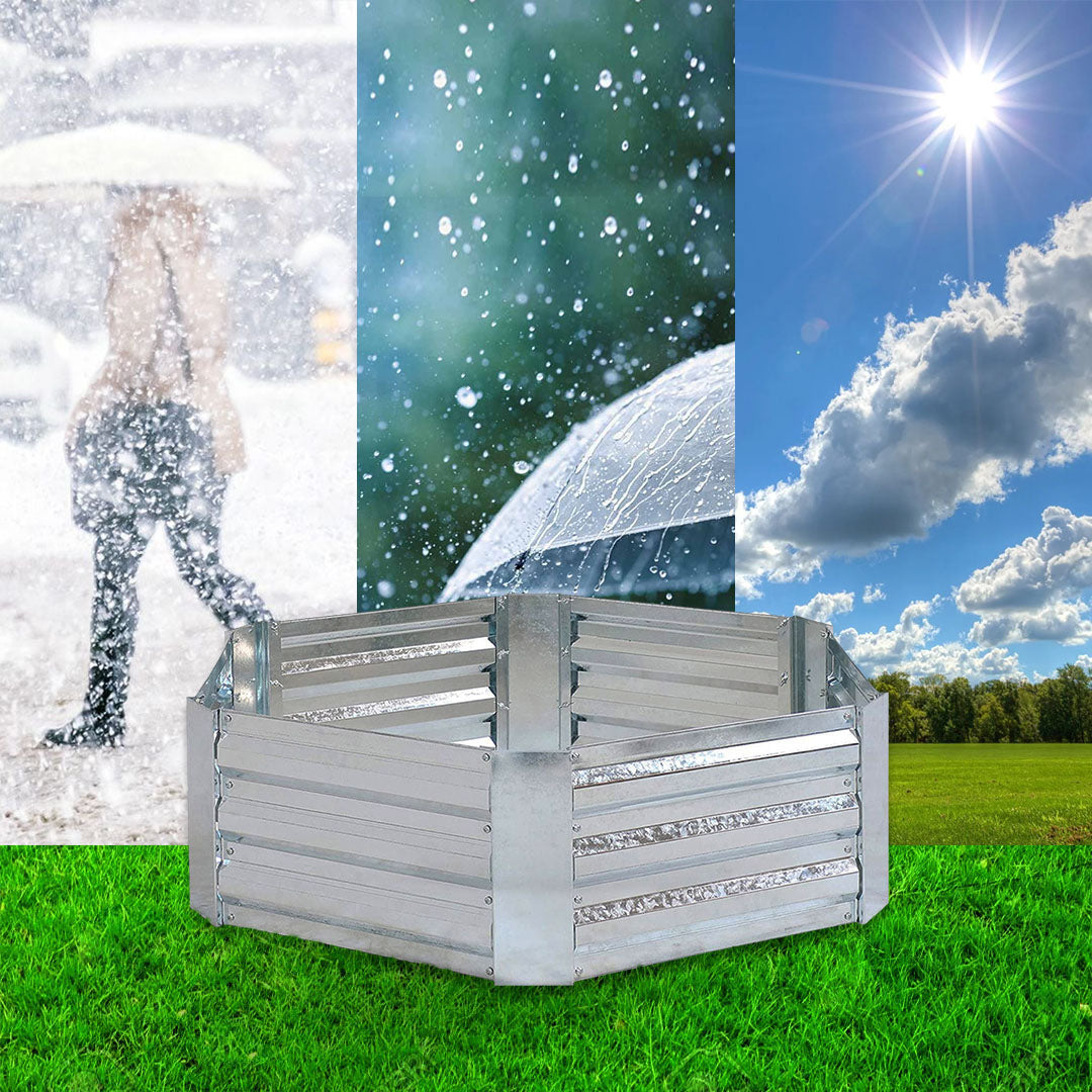 60cm Hexagon Shape Galvanized Raised Garden Bed Silver