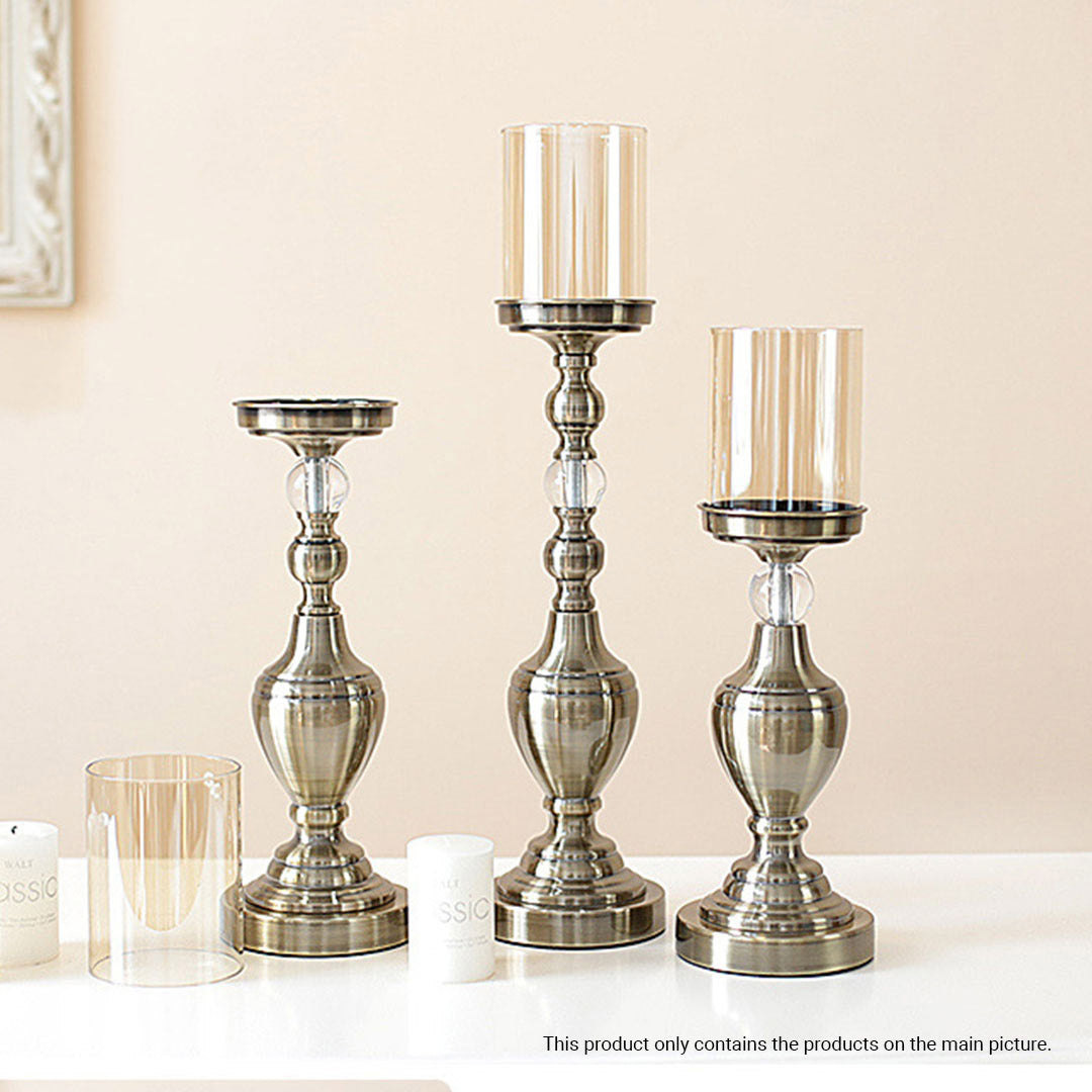 37.4cm Glass Candle Holder Iron Metal