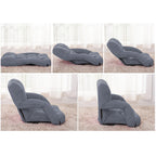 Foldable Floor Recliner Lazy Chair with Armrest Grey