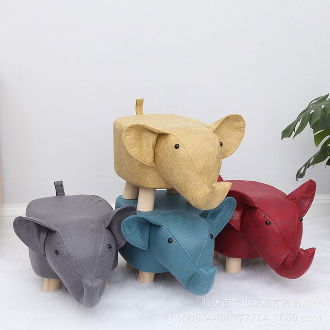 Red Kids Ottoman Stool Elephant Character Bench Seat