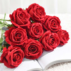 5pcs Artificial Silk Rose Red