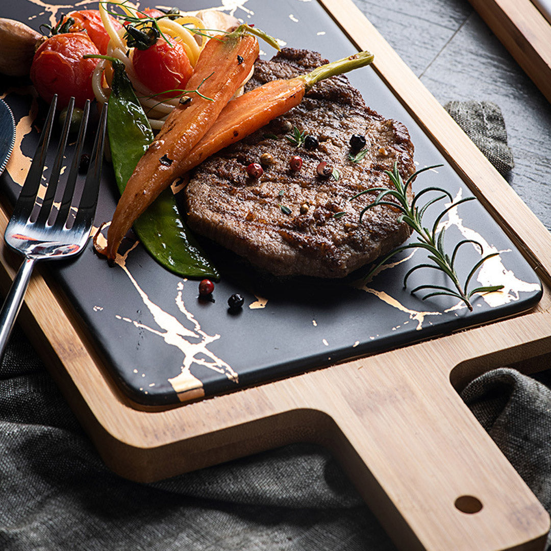 33.5cm Black Square Wooden Serving Tray