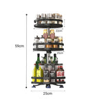 3 Tier Black Round Multi-Function Kitchen Seasoning Organiser Shelf