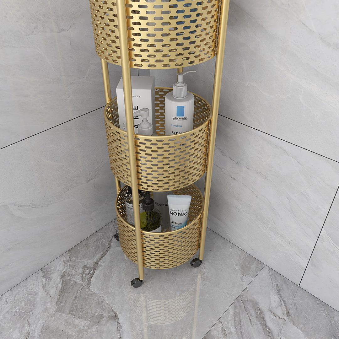 3 Tier Bathroom Shelf Multifunctional Display Rack with Wheels