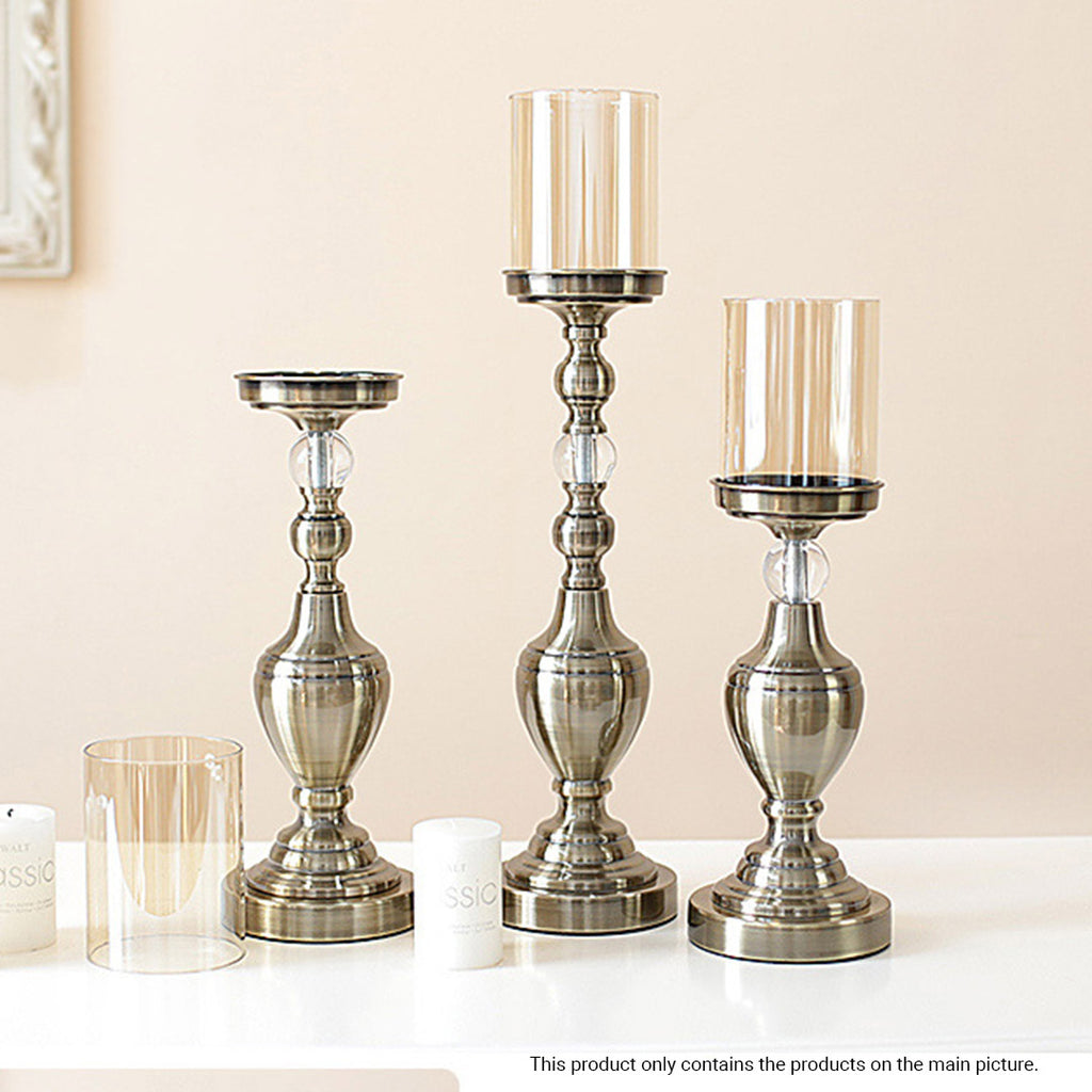 49.5cm Glass Candle Holder Iron Metal