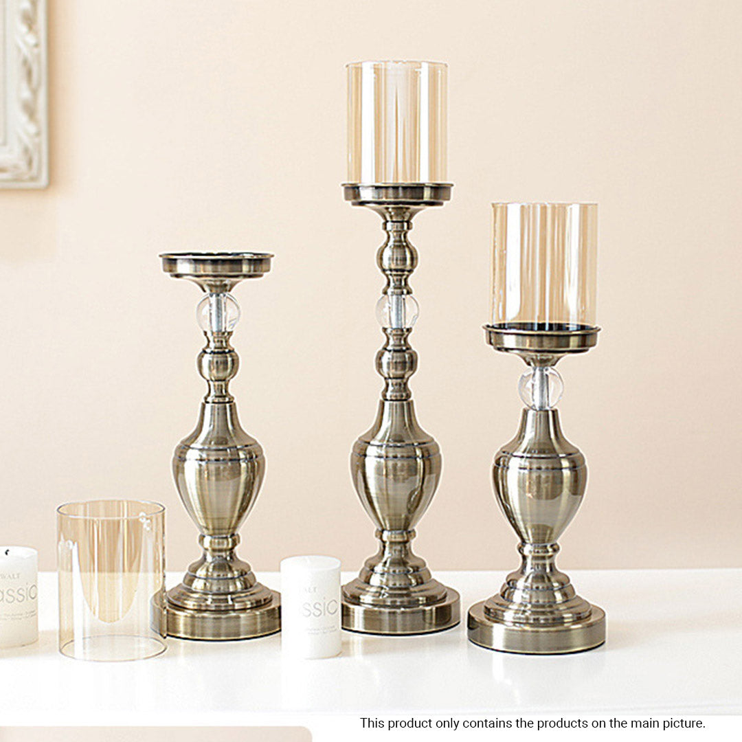 49.5cm Glass Candle Holder Iron Metal