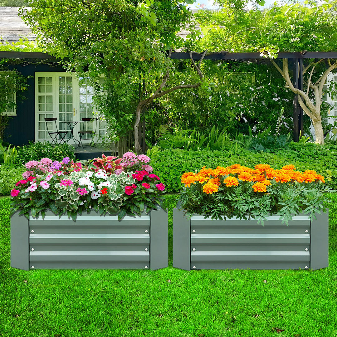 90cm Rectangle Galvanized Raised Garden Bed Green