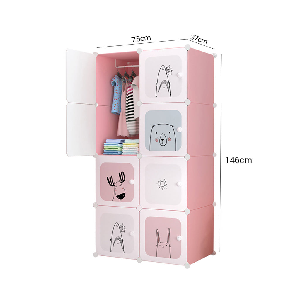 8 Cubes Pink Portable Wardrobe