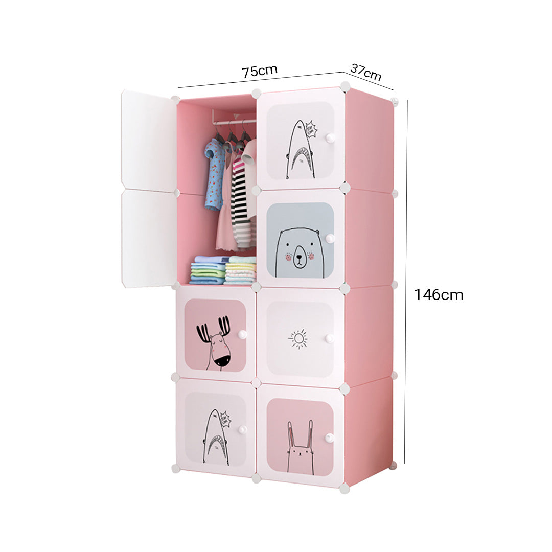 8 Cubes Pink Portable Wardrobe