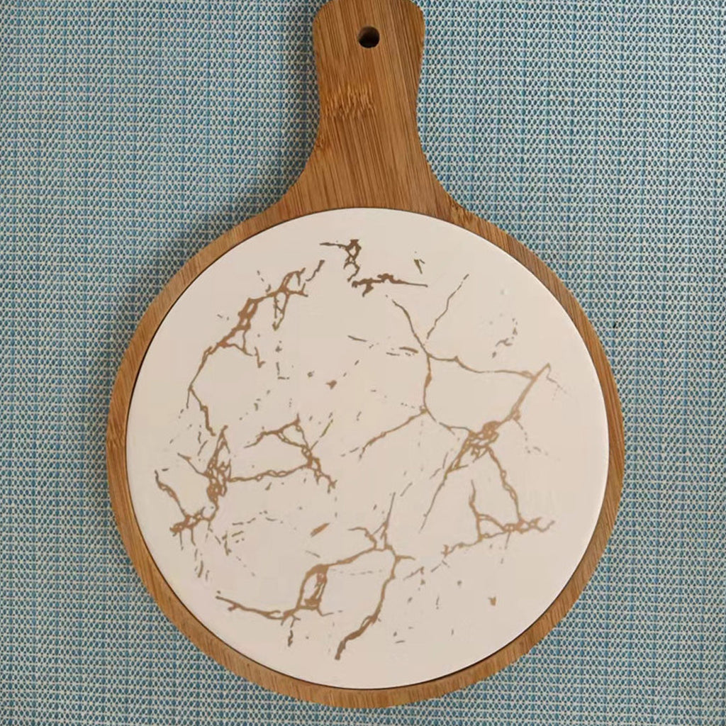 30cm White Circle Wooden Serving Tray