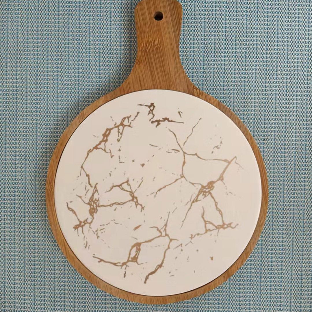 30cm White Circle Wooden Serving Tray