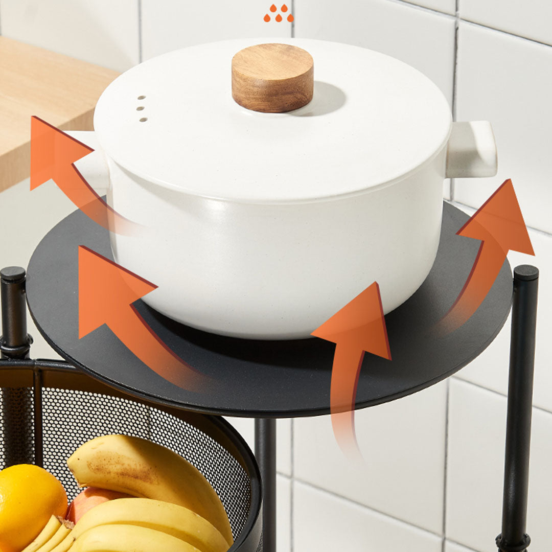 2 Tier Steel Round Rotating Kitchen Cart