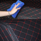 Leather Car Boot Foldable Trunk Cargo Organizer Box Black/Red Stitch Medium