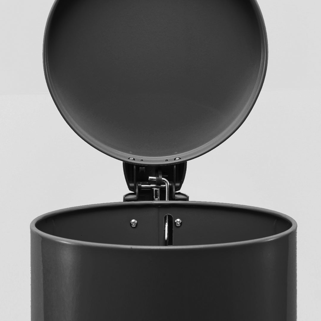 Foot Pedal Stainless Steel Trash Bin Round 12L Black