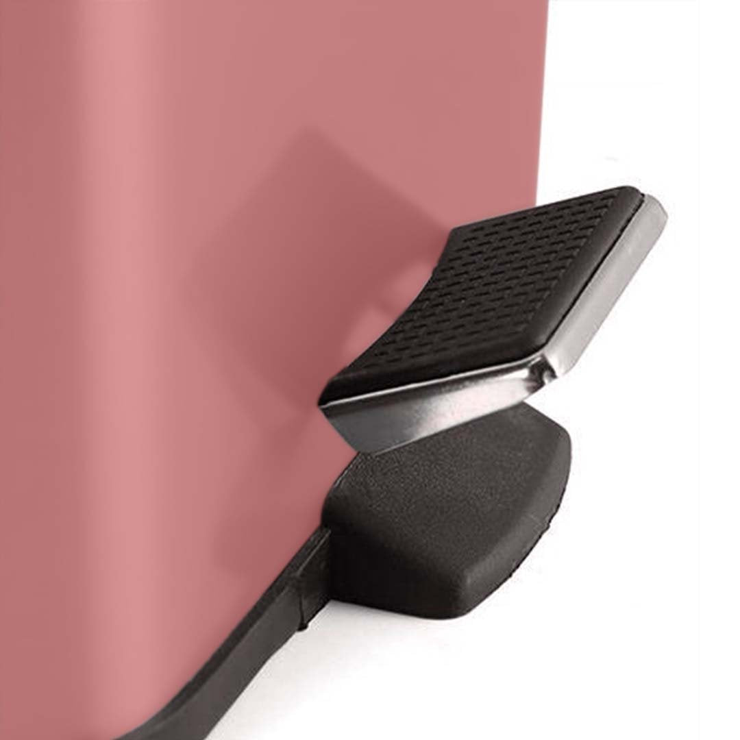 Foot Pedal Stainless Steel Trash Bin Square 12L Pink