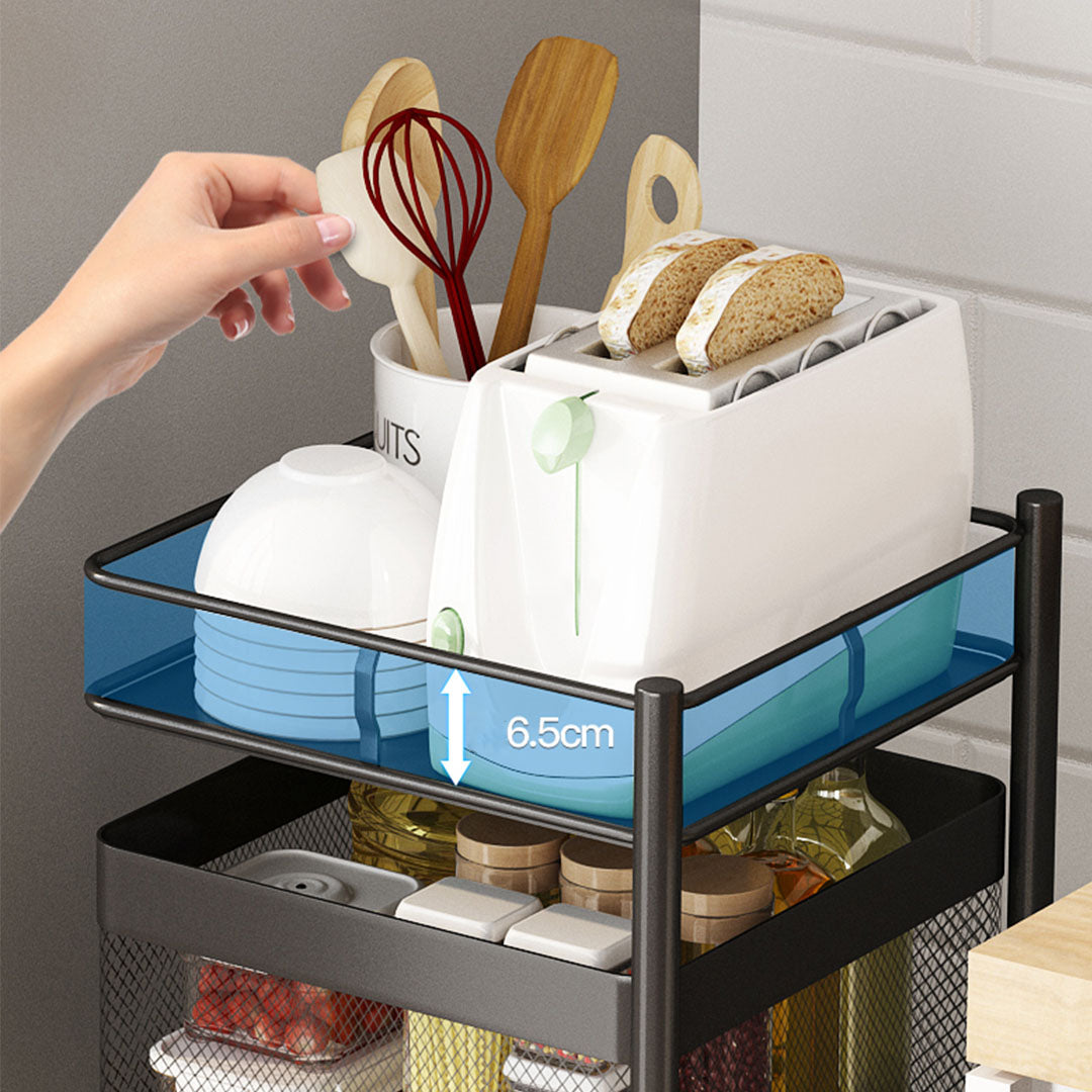 5 Tier Steel Square Rotating Kitchen Cart
