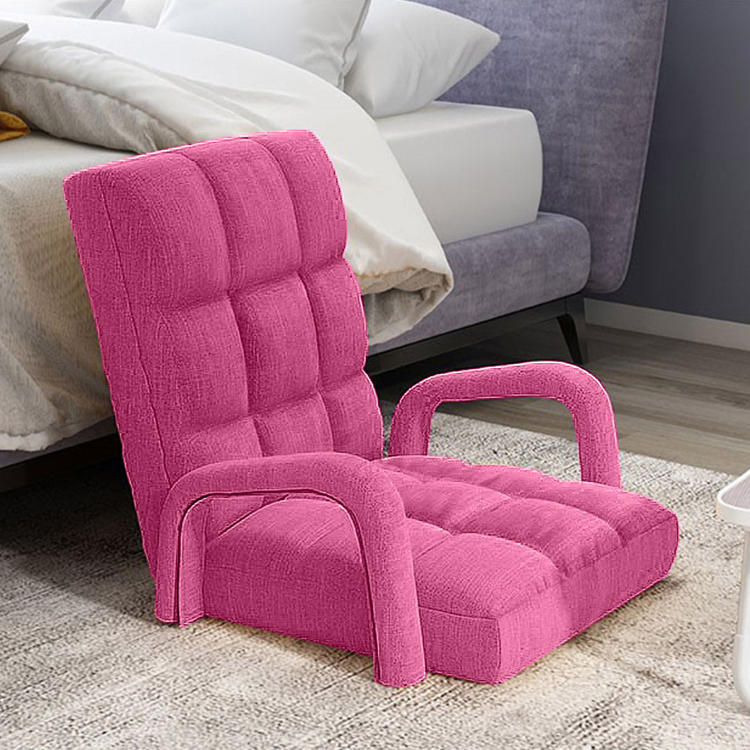 Floor Recliner Lazy Chair with Armrest Pink