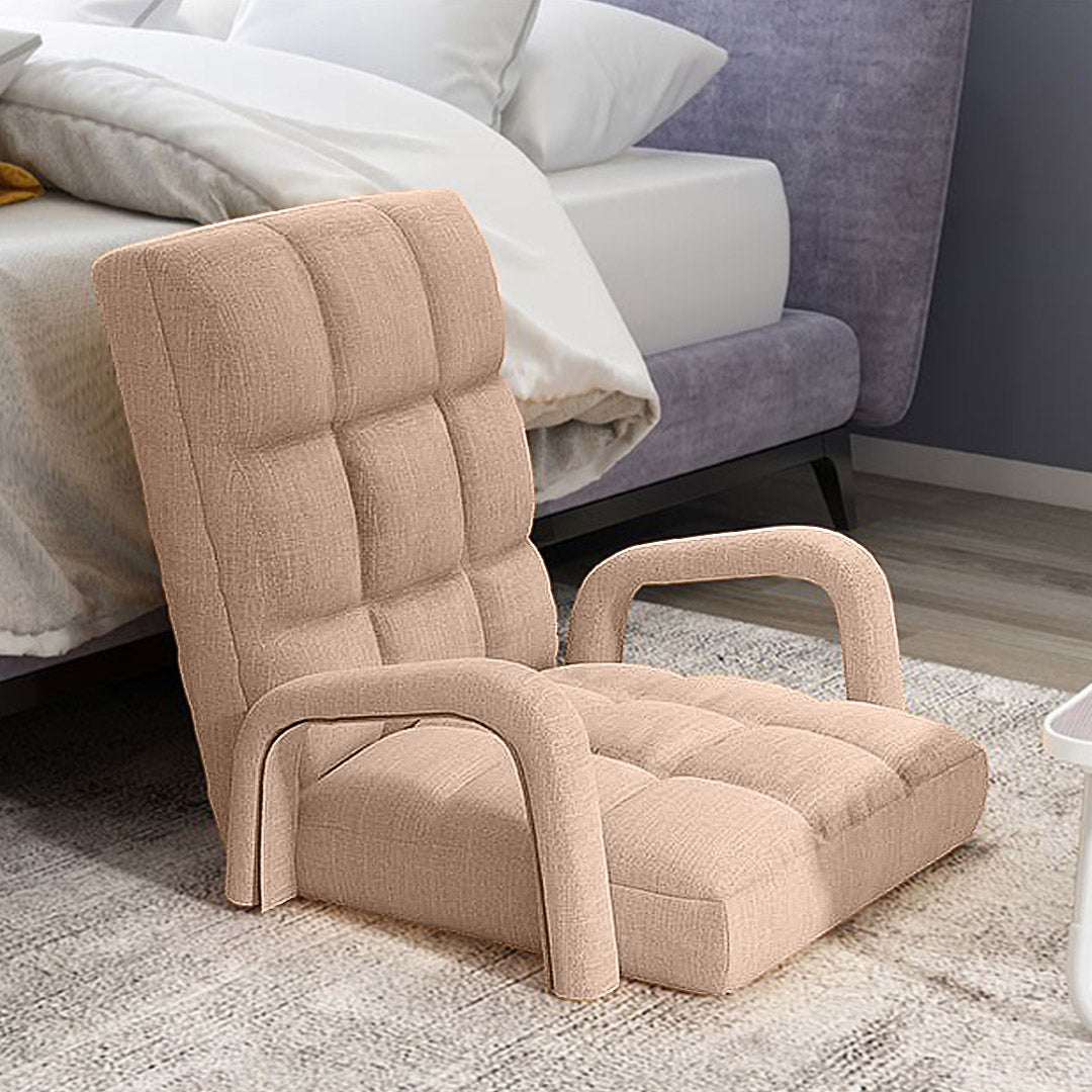 Floor Recliner Lazy Chair with Armrest Khaki