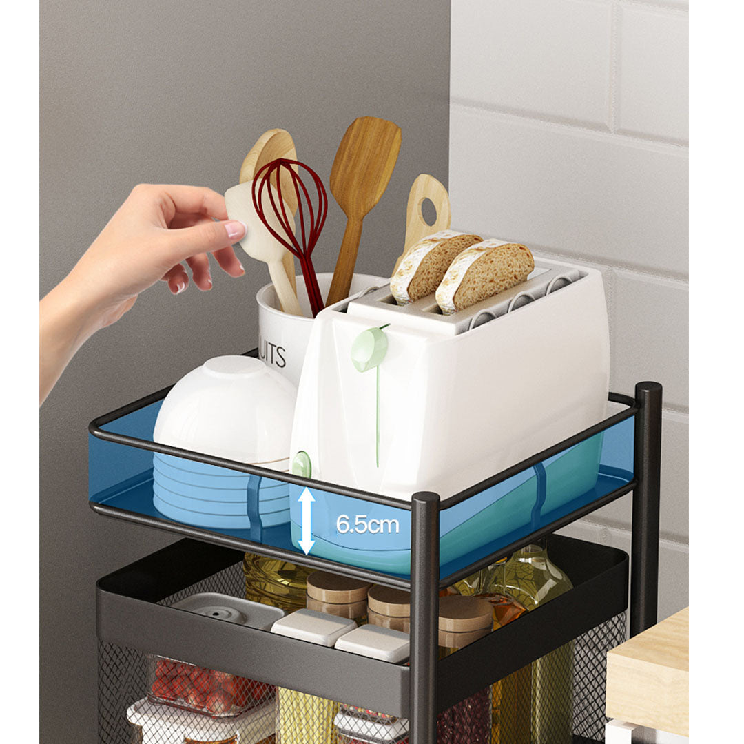 4 Tier Steel Square Rotating Kitchen Cart