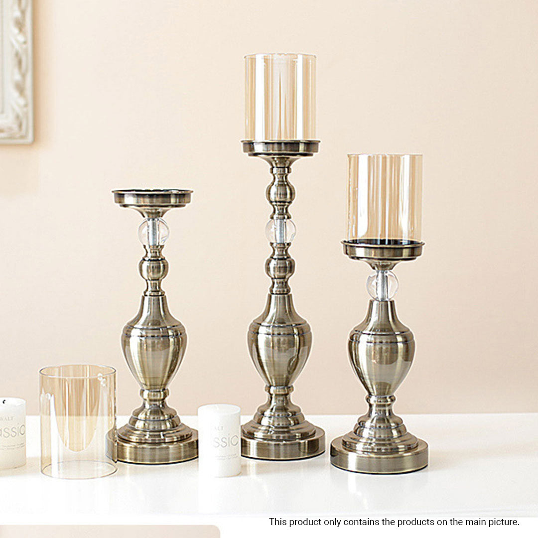 43.3cm Glass Candle Holder Iron Metal