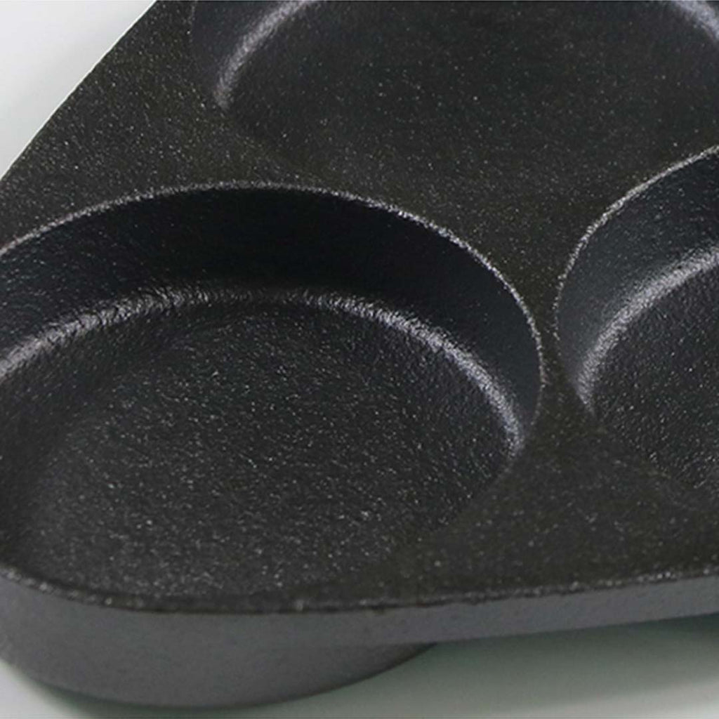 3 Mold Cast Iron Omelette Fry Pan