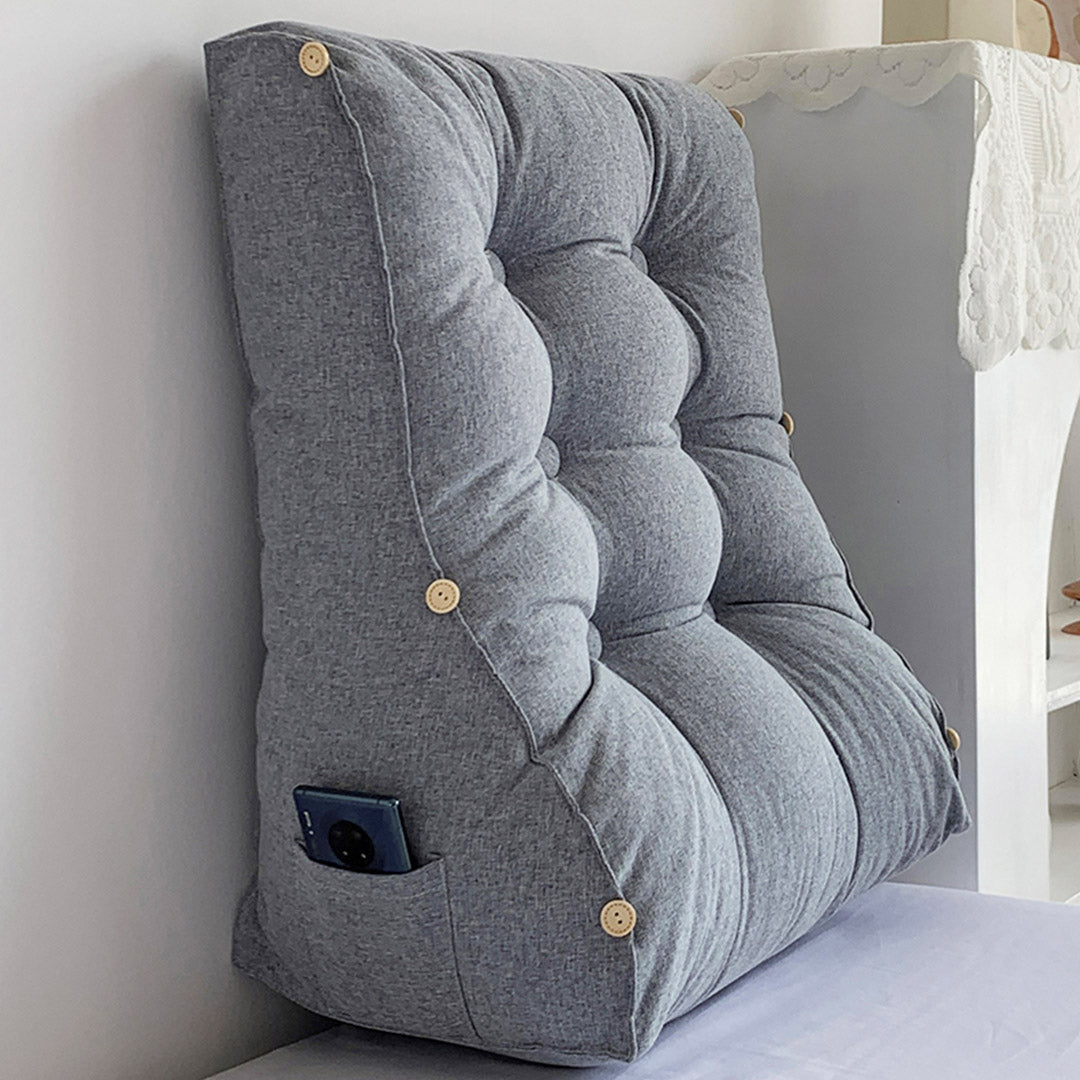 60cm Silver Wedge Lumbar Pillow