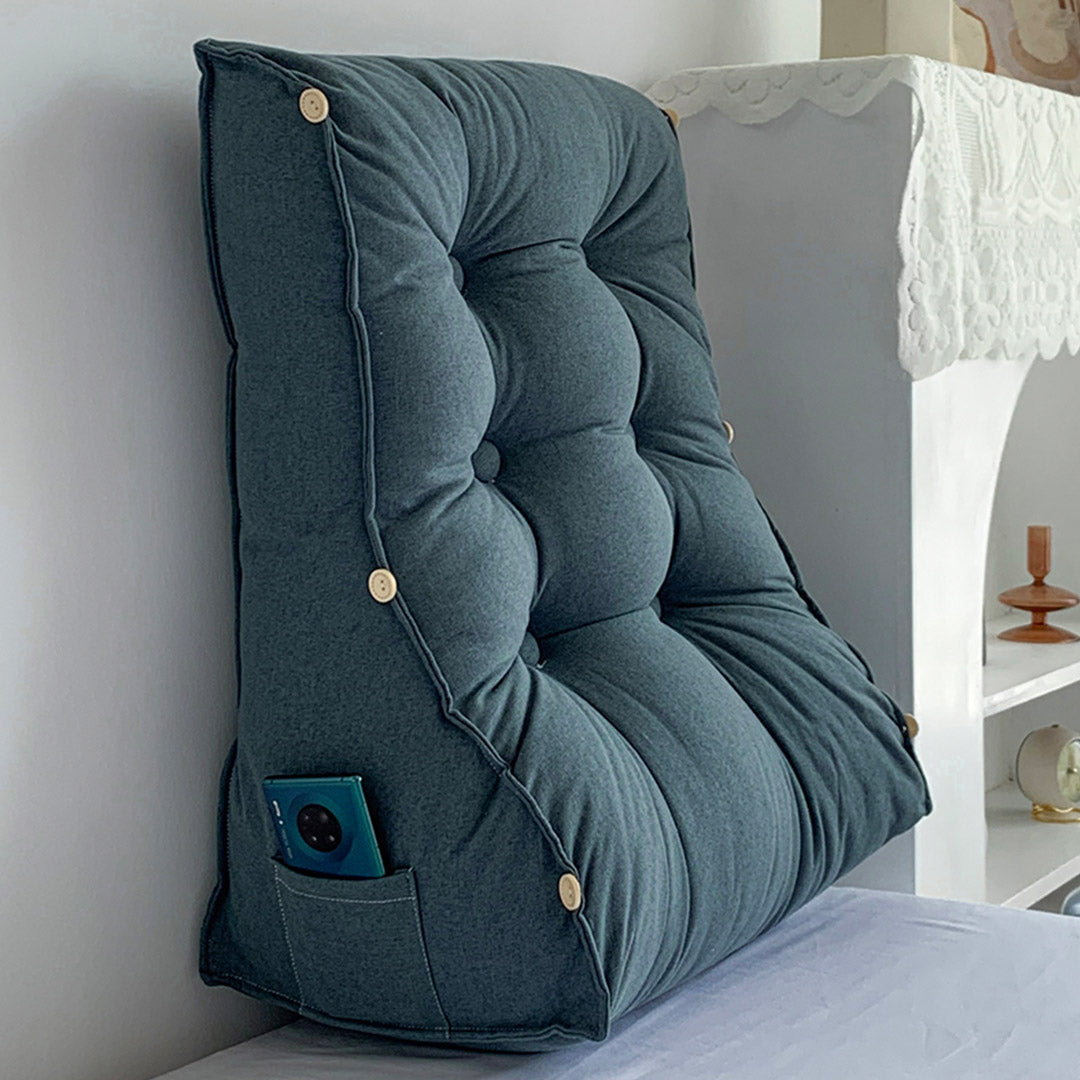60cm Grey Wedge Lumbar Pillow