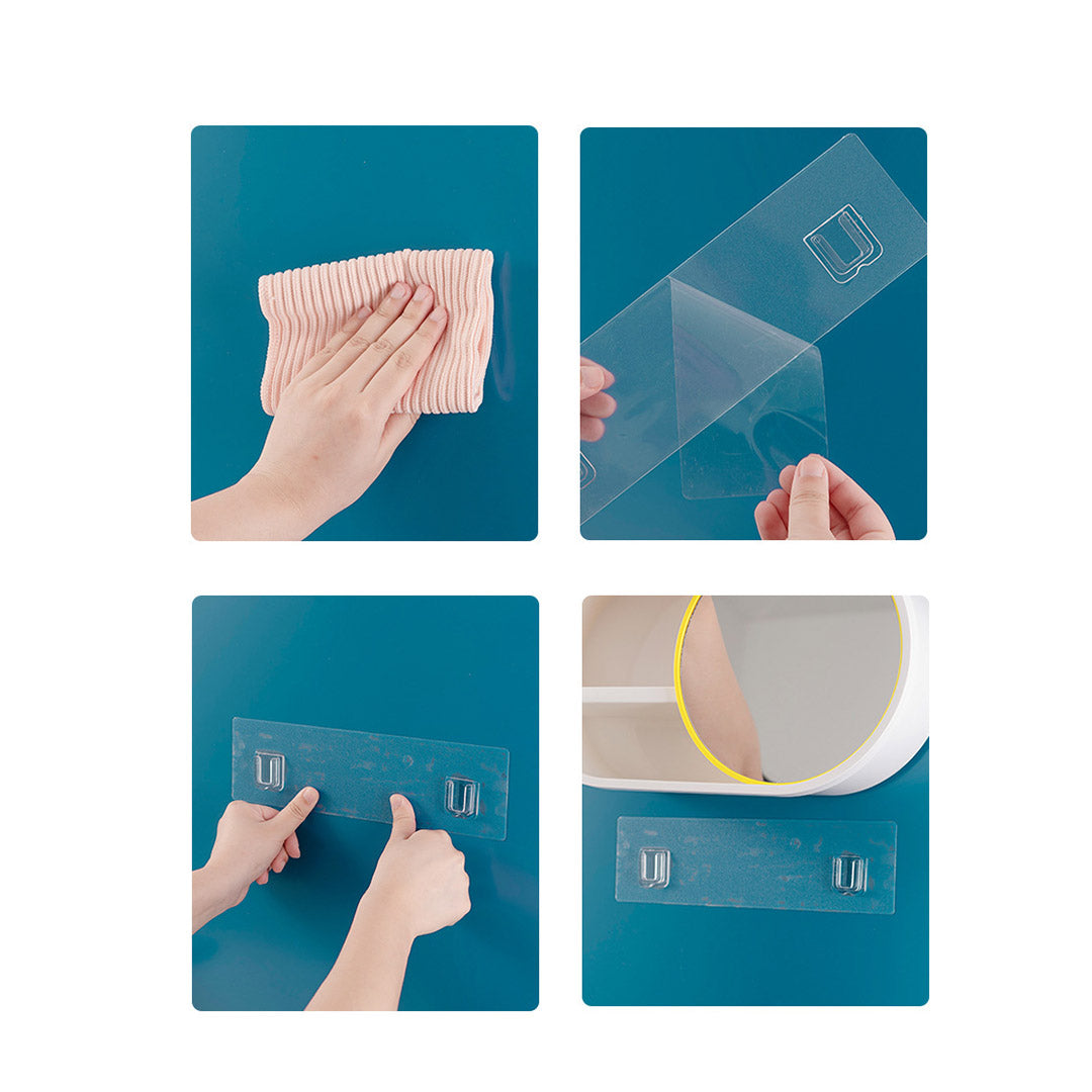 39cm Oval Wall-Mounted Mirror Storage Box
