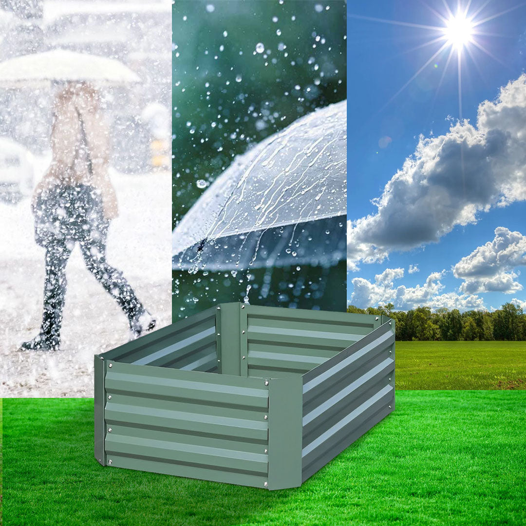 100cm Square Galvanized Raised Garden Bed Green